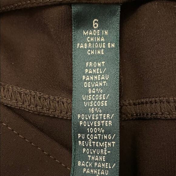 Lauren Ralph Lauren Brown Faux Leather Front Pant. 6 - Picture 4 of 4